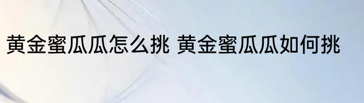 黄金蜜瓜瓜怎么挑 黄金蜜瓜瓜如何挑