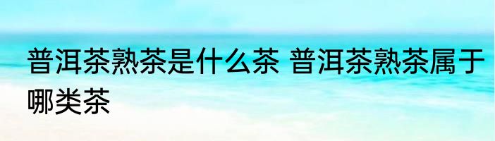 普洱茶熟茶是什么茶 普洱茶熟茶属于哪类茶
