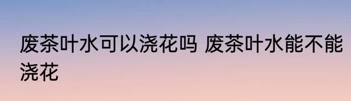 废茶叶水可以浇花吗 废茶叶水能不能浇花