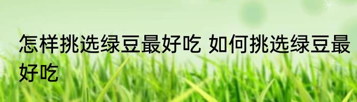 怎样挑选绿豆最好吃 如何挑选绿豆最好吃