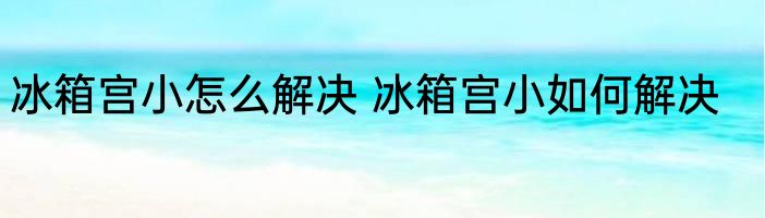 冰箱宫小怎么解决 冰箱宫小如何解决