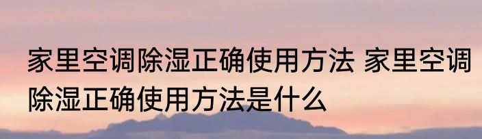 家里空调除湿正确使用方法 家里空调除湿正确使用方法是什么