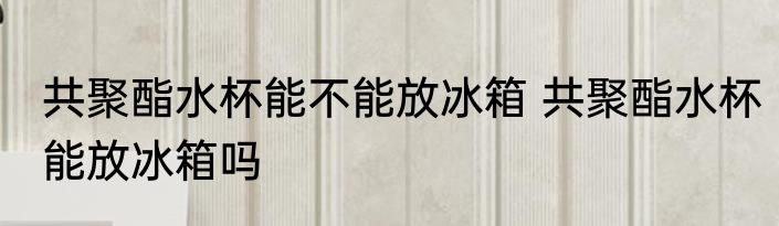 共聚酯水杯能不能放冰箱 共聚酯水杯能放冰箱吗