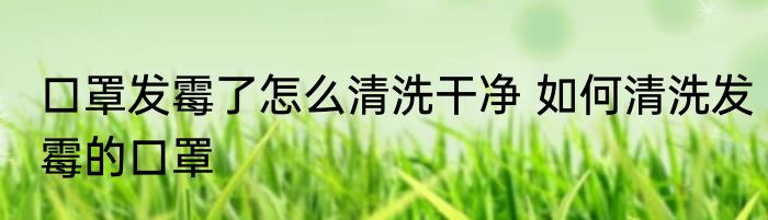 口罩发霉了怎么清洗干净 如何清洗发霉的口罩