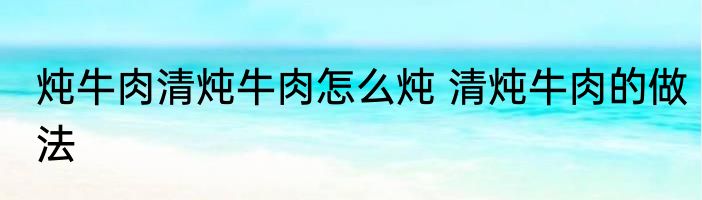 炖牛肉清炖牛肉怎么炖 清炖牛肉的做法