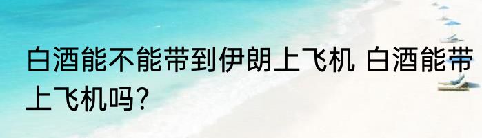 白酒能不能带到伊朗上飞机 白酒能带上飞机吗？