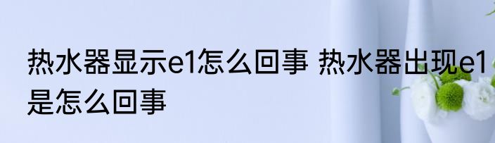 热水器显示e1怎么回事 热水器出现e1是怎么回事