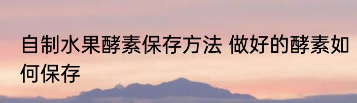 自制水果酵素保存方法 做好的酵素如何保存