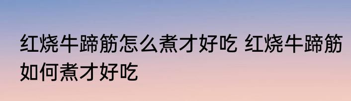 红烧牛蹄筋怎么煮才好吃 红烧牛蹄筋如何煮才好吃