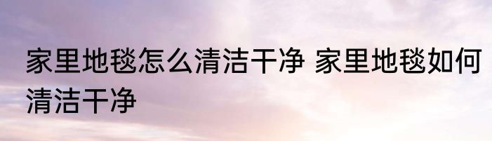 家里地毯怎么清洁干净 家里地毯如何清洁干净
