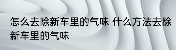 怎么去除新车里的气味 什么方法去除新车里的气味