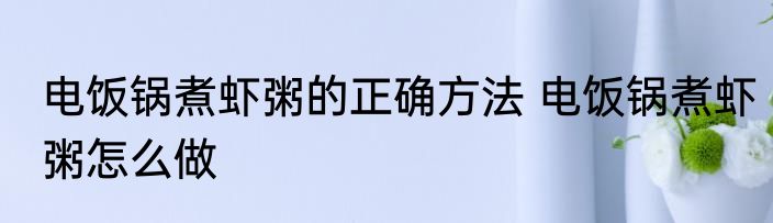 电饭锅煮虾粥的正确方法 电饭锅煮虾粥怎么做