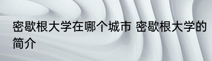 密歇根大学在哪个城市 密歇根大学的简介