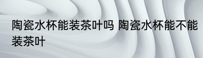 陶瓷水杯能装茶叶吗 陶瓷水杯能不能装茶叶