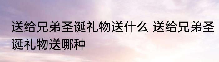 送给兄弟圣诞礼物送什么 送给兄弟圣诞礼物送哪种