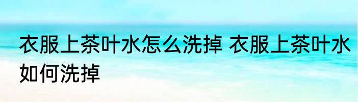 衣服上茶叶水怎么洗掉 衣服上茶叶水如何洗掉