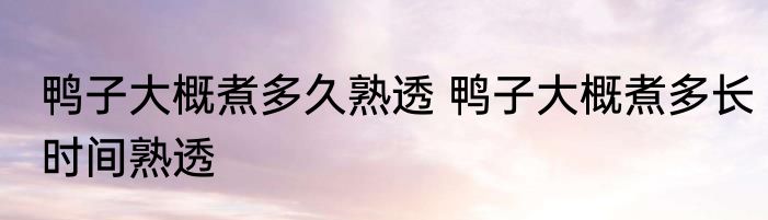 鸭子大概煮多久熟透 鸭子大概煮多长时间熟透