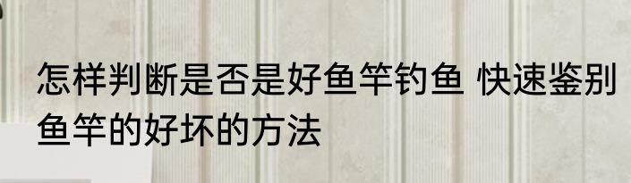 怎样判断是否是好鱼竿钓鱼 快速鉴别鱼竿的好坏的方法