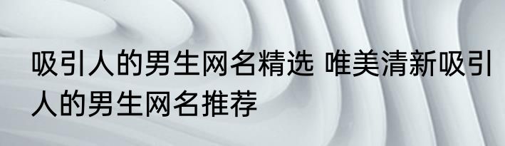 吸引人的男生网名精选 唯美清新吸引人的男生网名推荐