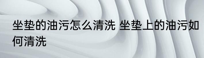 坐垫的油污怎么清洗 坐垫上的油污如何清洗