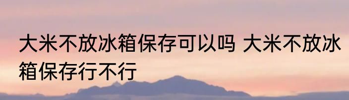大米不放冰箱保存可以吗 大米不放冰箱保存行不行