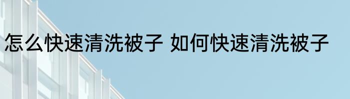 怎么快速清洗被子 如何快速清洗被子
