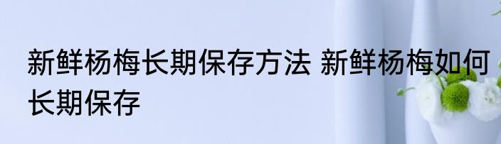 新鲜杨梅长期保存方法 新鲜杨梅如何长期保存