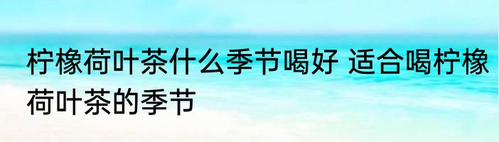 柠橡荷叶茶什么季节喝好 适合喝柠橡荷叶茶的季节