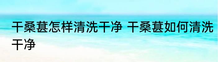 干桑葚怎样清洗干净 干桑葚如何清洗干净