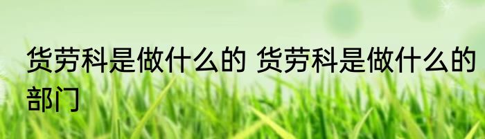 货劳科是做什么的 货劳科是做什么的部门