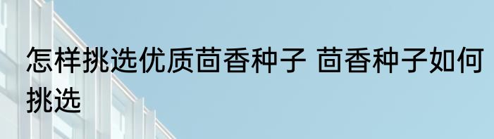 怎样挑选优质茴香种子 茴香种子如何挑选