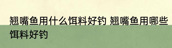 翘嘴鱼用什么饵料好钓 翘嘴鱼用哪些饵料好钓