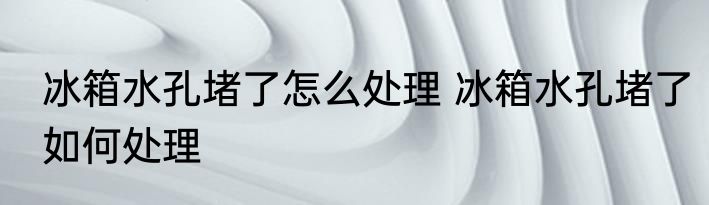 冰箱水孔堵了怎么处理 冰箱水孔堵了如何处理