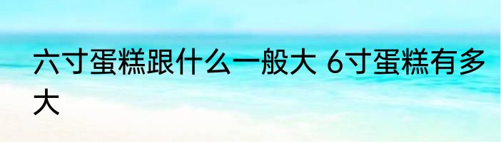 六寸蛋糕跟什么一般大 6寸蛋糕有多大