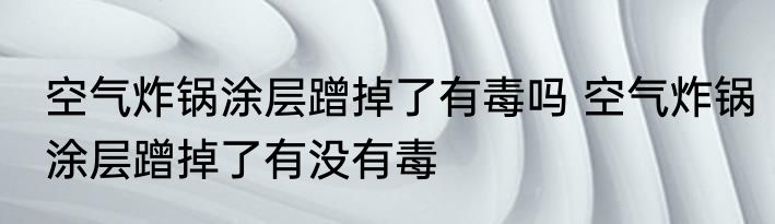 空气炸锅涂层蹭掉了有毒吗 空气炸锅涂层蹭掉了有没有毒