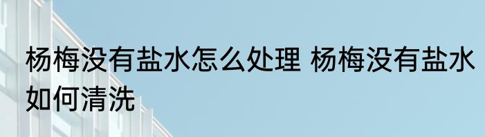 杨梅没有盐水怎么处理 杨梅没有盐水如何清洗