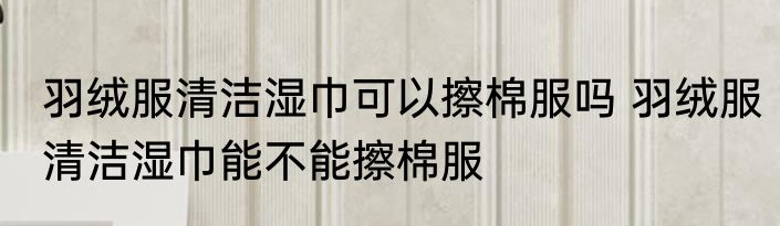 羽绒服清洁湿巾可以擦棉服吗 羽绒服清洁湿巾能不能擦棉服