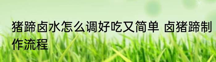 猪蹄卤水怎么调好吃又简单 卤猪蹄制作流程