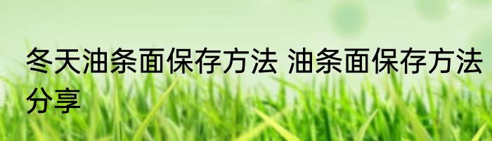 冬天油条面保存方法 油条面保存方法分享