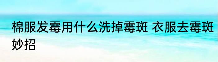 棉服发霉用什么洗掉霉斑 衣服去霉斑妙招