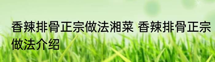 香辣排骨正宗做法湘菜 香辣排骨正宗做法介绍
