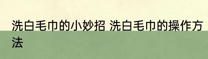 洗白毛巾的小妙招 洗白毛巾的操作方法