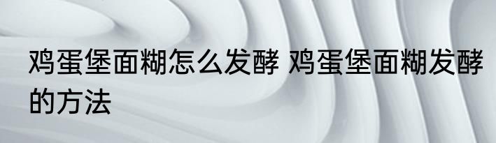 鸡蛋堡面糊怎么发酵 鸡蛋堡面糊发酵的方法