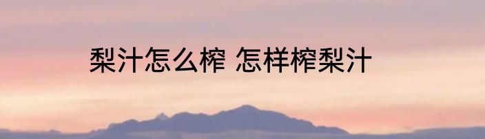 梨汁怎么榨 怎样榨梨汁