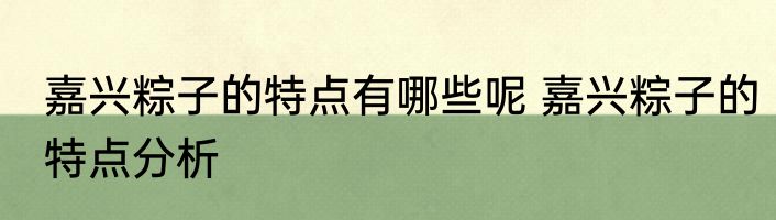 嘉兴粽子的特点有哪些呢 嘉兴粽子的特点分析