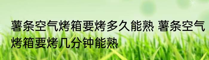 薯条空气烤箱要烤多久能熟 薯条空气烤箱要烤几分钟能熟