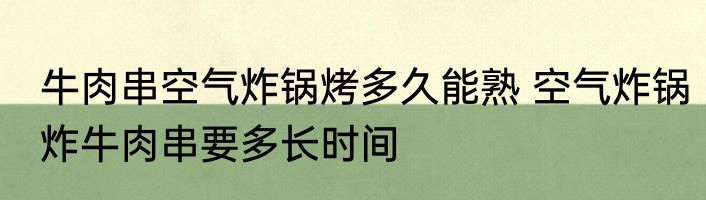 牛肉串空气炸锅烤多久能熟 空气炸锅炸牛肉串要多长时间