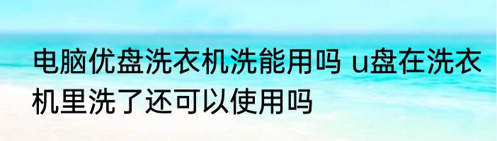 电脑优盘洗衣机洗能用吗 u盘在洗衣机里洗了还可以使用吗