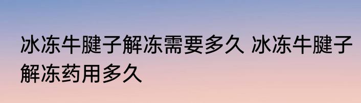 冰冻牛腱子解冻需要多久 冰冻牛腱子解冻药用多久