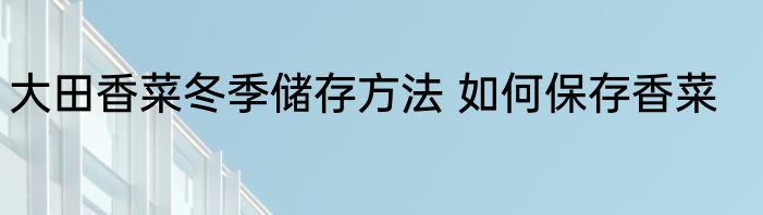 大田香菜冬季储存方法 如何保存香菜